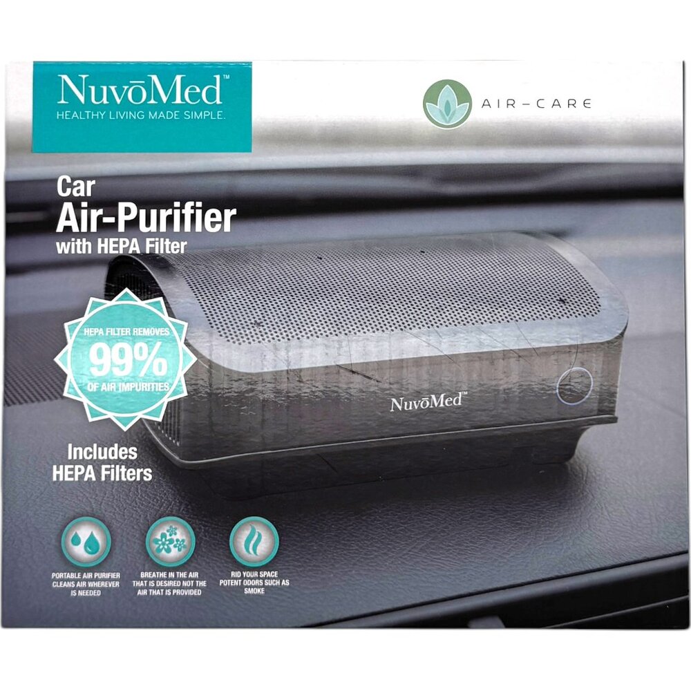 NuvoMed Car Air Purifier True HEPA 12V Plug Portable Odor Remover Bonus Filter - Picture 7 of 8